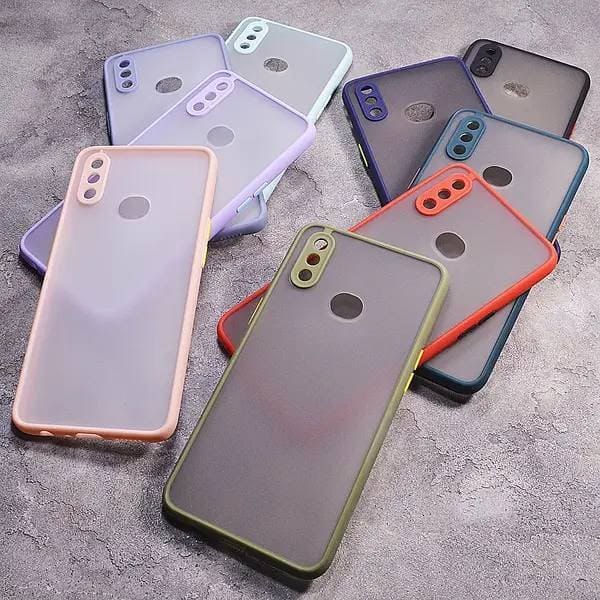 Чехол для Samsung Galaxy A10s матовый пластик с цветным ободком