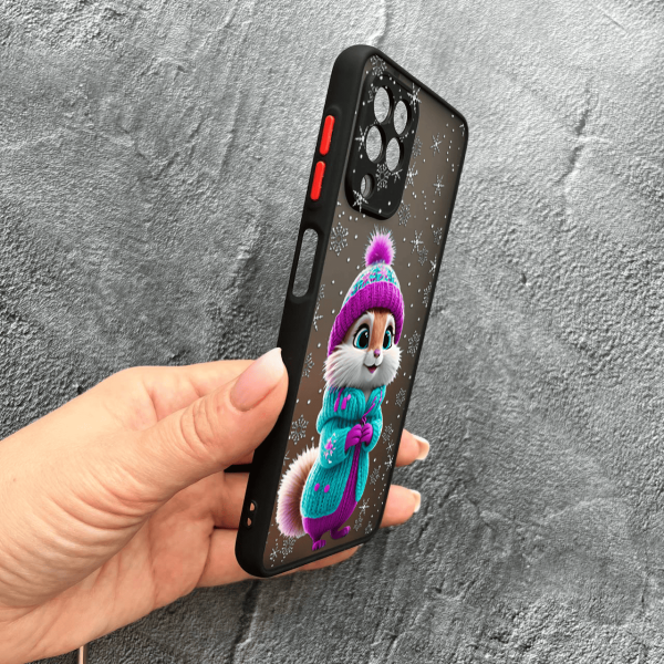 Чохол для Samsung Galaxy A12 / M12 з захистом камери зимовий чохол з пухнастим звірком