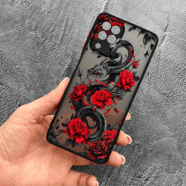 Чехол для Samsung Galaxy A12 / M12 с защитой камеры со змеей в цветах