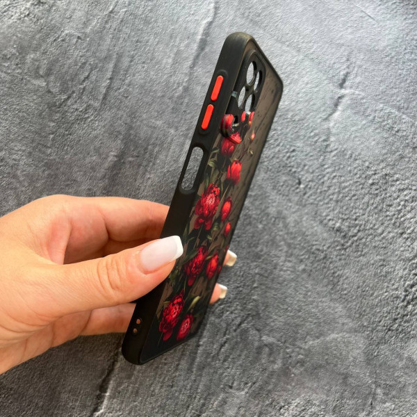 Чохол для Samsung Galaxy A22 4G / M32 / M22 з захистом камери квіти півонії червоні маленькі