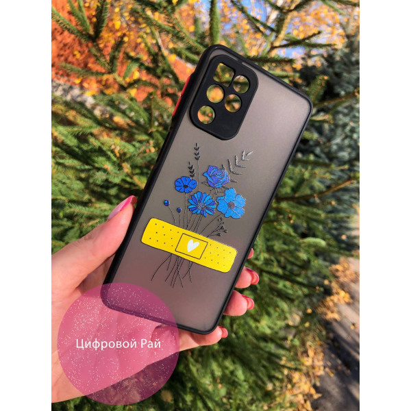 Чохол для Samsung Galaxy A22 4G / M32 / M22 з захистом камери патріотичний квіти та пластир