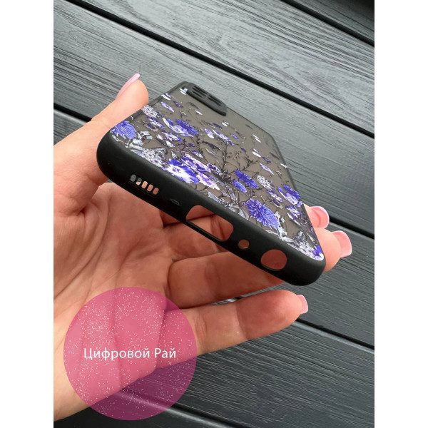 Чохол для Samsung Galaxy A22 4G / M32 / M22 з захистом камери з синіми квіточками