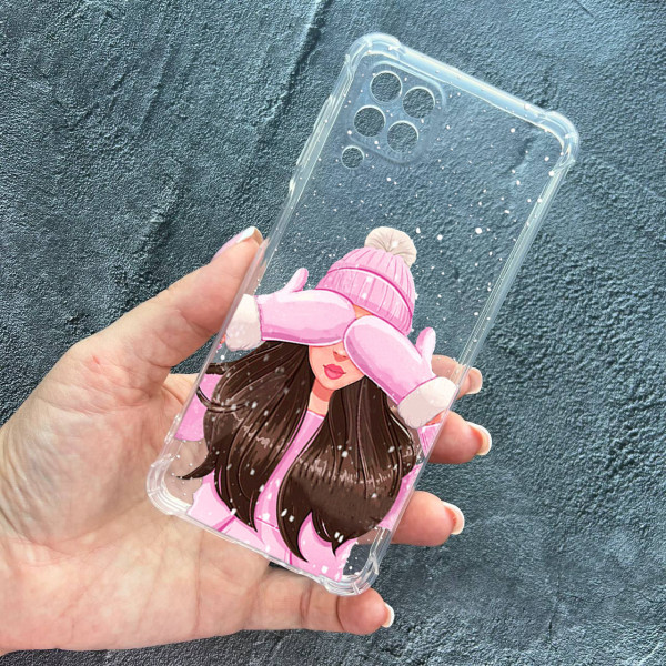 Чохол для Samsung Galaxy A22 4G/M32/M22 з захистом камери дівчинка зима протиударний прозорий силіконовий чохол