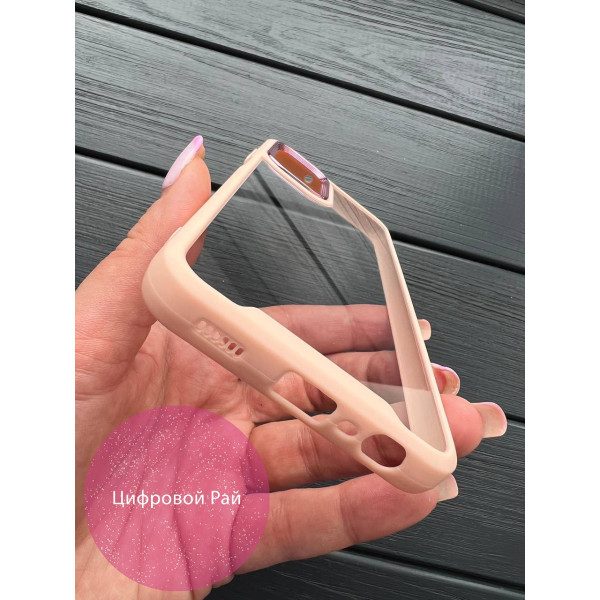 Чохол для Samsung Galaxy A13 4G з рожевим бортиком та металевою обводкою по камері