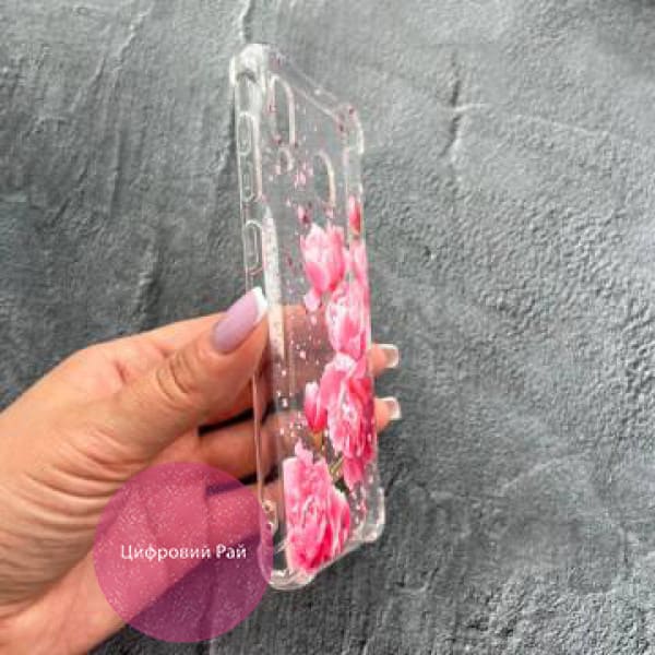 Чехол для Samsung Galaxy A20/A30 розовые пионы противоударный прозрачный силиконовый чехол