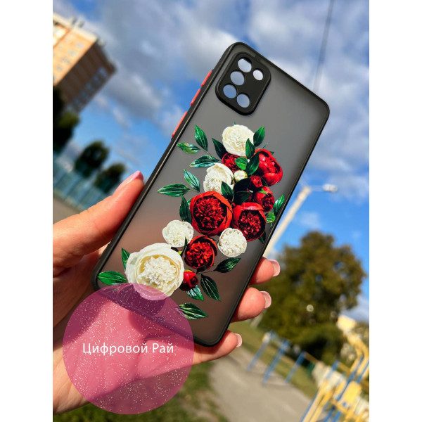Чехол для Samsung Galaxy A31 пионы красные и белые