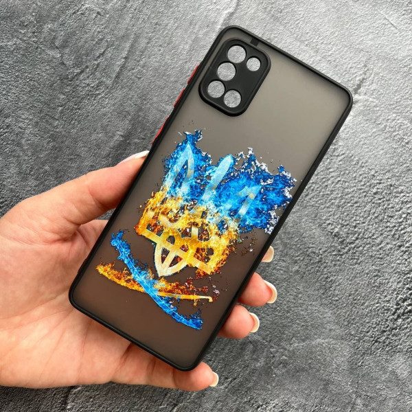 Чехол для Samsung Galaxy A31 с защитой камеры с патриотическим трезубцем