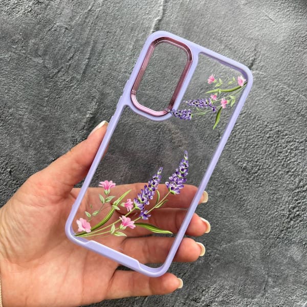 Чохол для Samsung Galaxy A54 гілочки лаванди прозорий силіконовий чохол з лавандовим бортиком