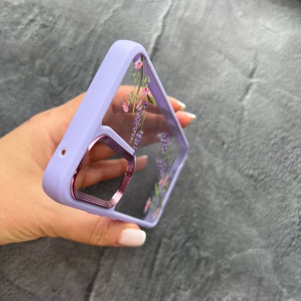 Чохол для Samsung Galaxy A54 гілочки лаванди прозорий силіконовий чохол з лавандовим бортиком