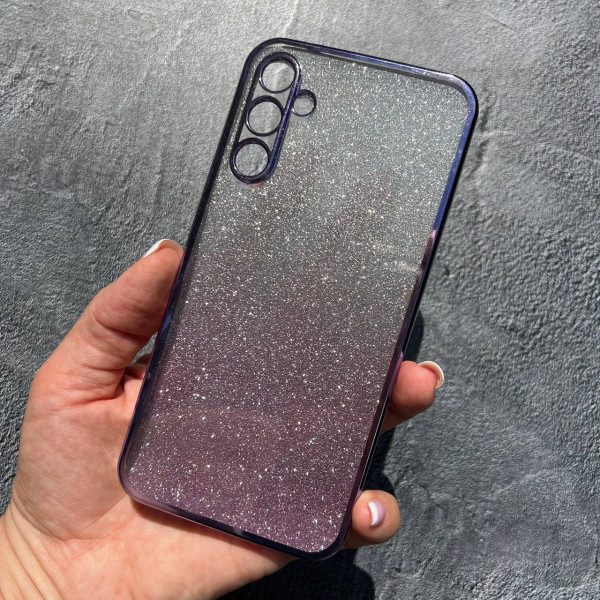 Чохол для Samsung Galaxy A34 з захистом камери з фіолетовим бортиком градієнт 2в1