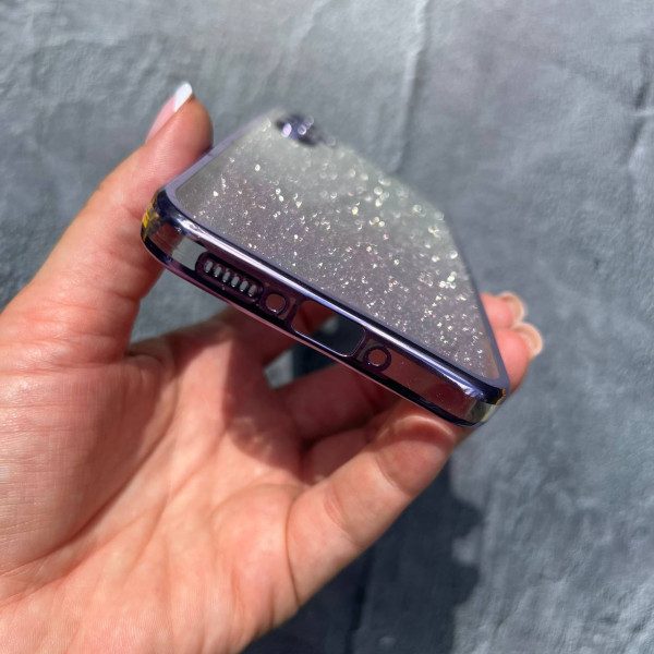 Чехол для Samsung Galaxy A34 с защитой камеры с фиолетовым бортиком градиент 2в1