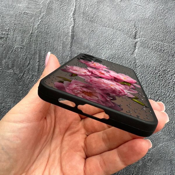 Чехол для Samsung Galaxy A55 пионы с каплями