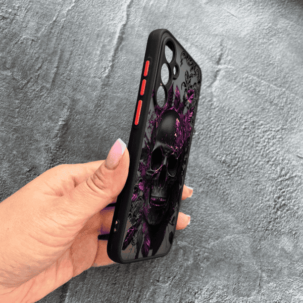 Чехол для Samsung Galaxy A34 череп фиолетовые листья