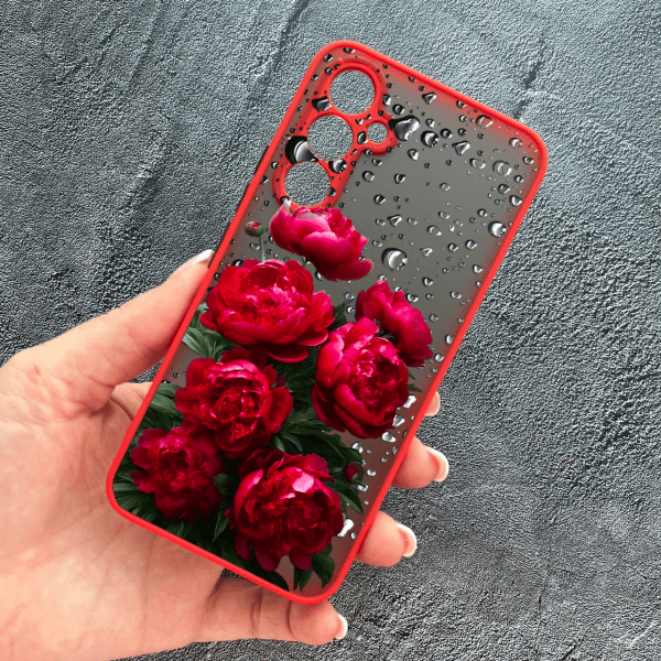 Чехол для Samsung Galaxy A55 красные крупные пионы