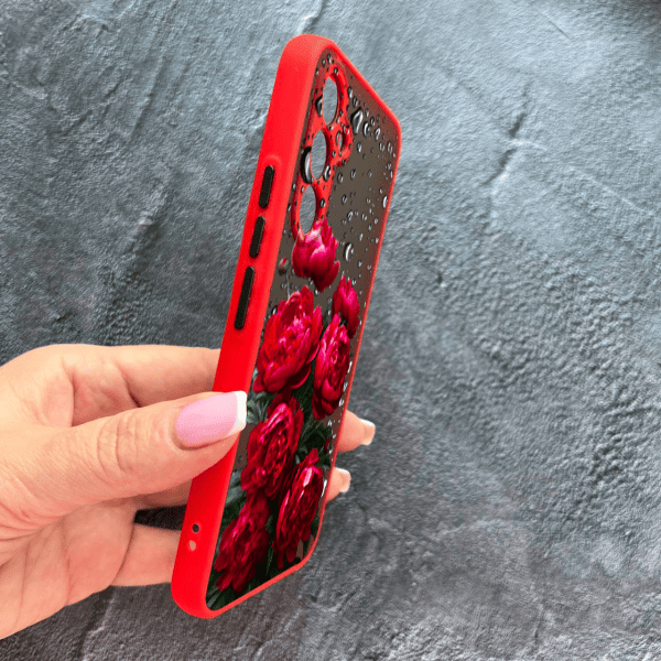 Чехол для Samsung Galaxy A55 красные крупные пионы