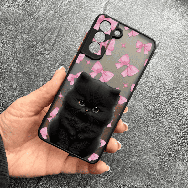 Чохол для Samsung Galaxy S23 дитячий з захистом камери з котиком та бантиками