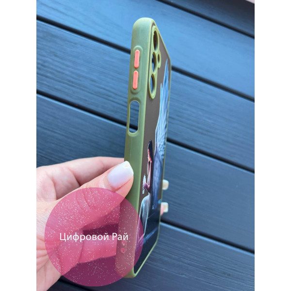 Чехол для Samsung Galaxy M14 ангел с оливковым бортиком