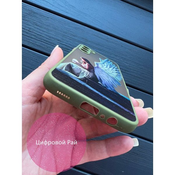 Чехол для Samsung Galaxy M14 ангел с оливковым бортиком