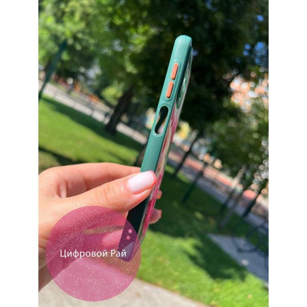 Чехол для Samsung Galaxy M33 пиона классический зеленый бортик