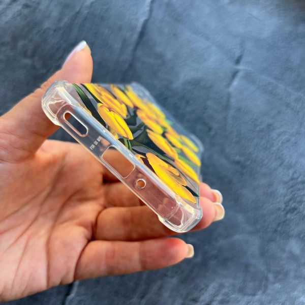 Чехол для Samsung Galaxy M35 с цветами желтые тюльпаны противоударный прозрачный силиконовый