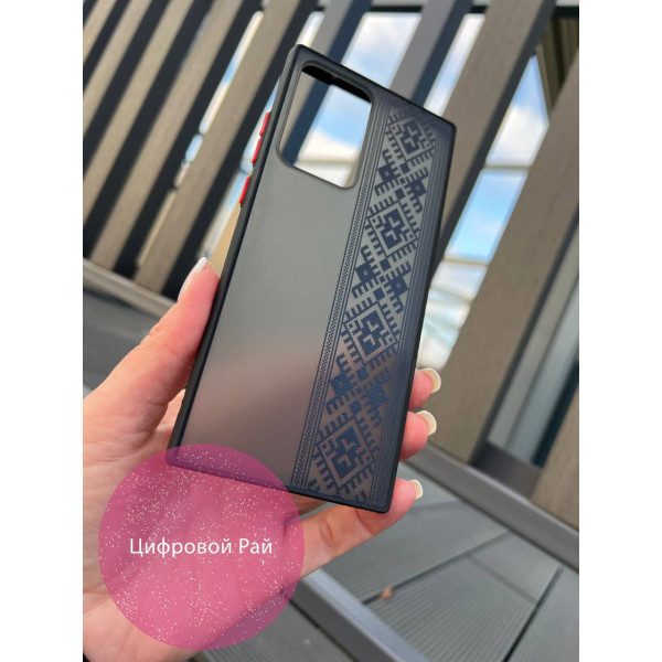 Чехол для Samsung Galaxy Note 20 Ultra вышиванка черная оригинальная