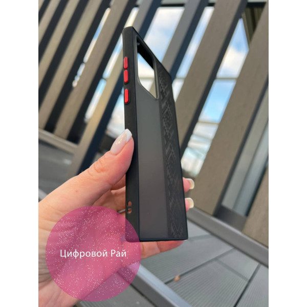 Чехол для Samsung Galaxy Note 20 Ultra вышиванка черная оригинальная