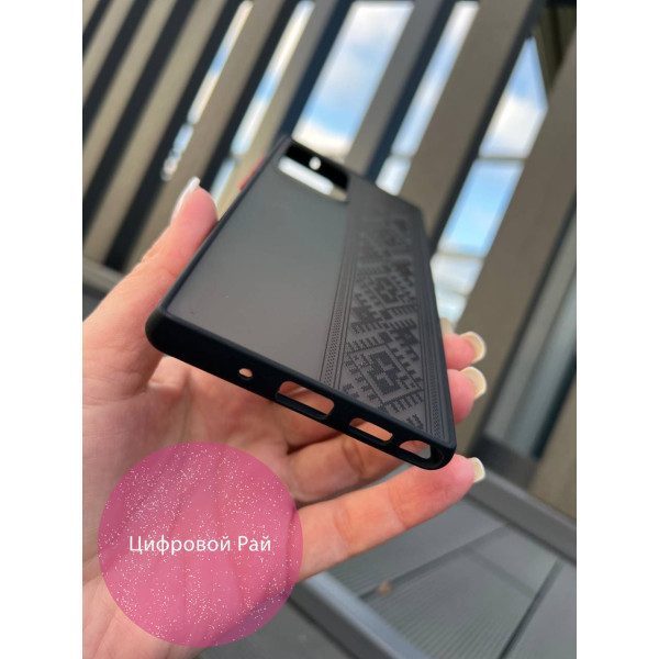 Чехол для Samsung Galaxy Note 20 Ultra вышиванка черная оригинальная