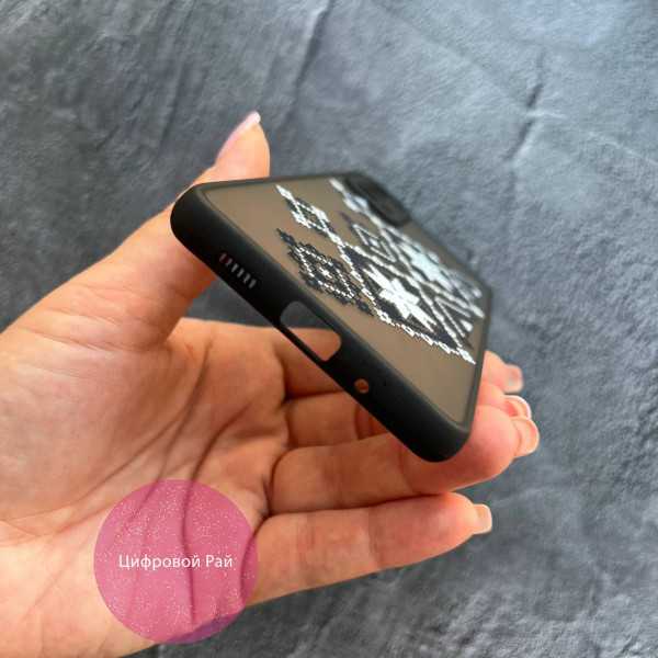Чохол для Samsung Galaxy S20 FE вишиванка чорно-біла рушник