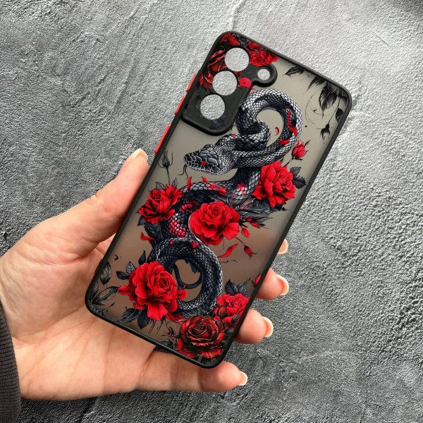 Чохол для Samsung Galaxy S21 з захистом камери з змією в квітах
