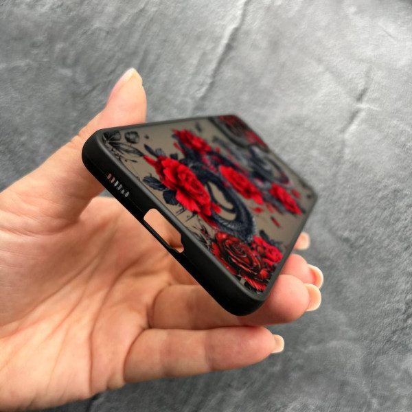 Чехол для Samsung Galaxy S21 FE с защитой камеры со змеей в цветах