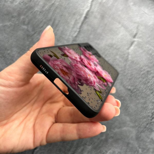 Чехол для Samsung Galaxy S21 с защитой камеры с цветами и каплями