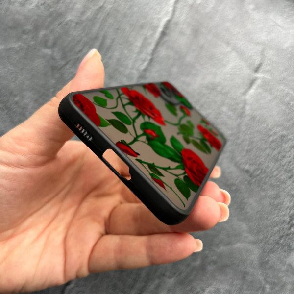 Чехол для Samsung Galaxy S21 с защитой камеры с цветами красные розы