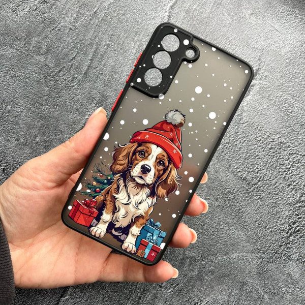Чохол для Samsung Galaxy S21 з захистом камери з новорічним песиком