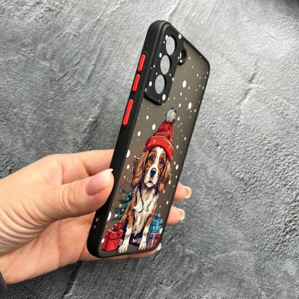 Чохол для Samsung Galaxy S21 з захистом камери з новорічним песиком