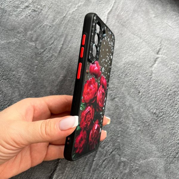 Чохол для Samsung Galaxy S21 FE з захистом камери з квітами червоні крупні півонії