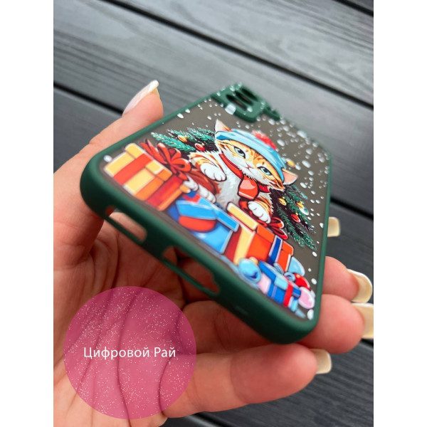 Чехол для Samsung Galaxy S22 новогодний котик