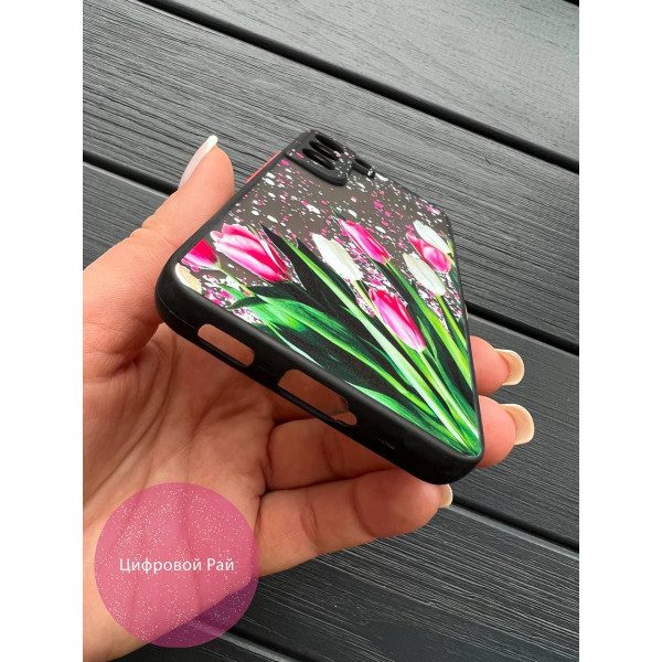 Чохол для Samsung Galaxy S22 тюльпани рожево-білі