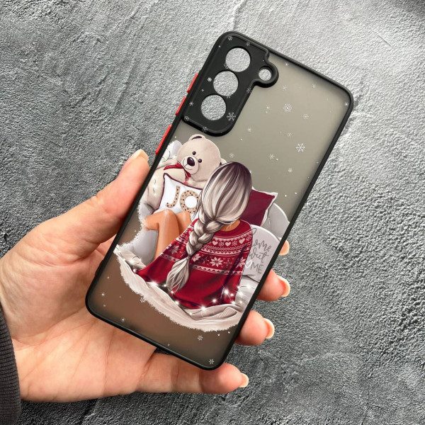 Чохол для Samsung Galaxy S21 з захистом камери з дівчинкою новорічний