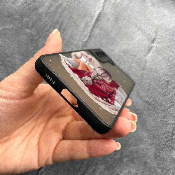 Чехол для Samsung Galaxy S21 с защитой камеры с девочкой новогодний