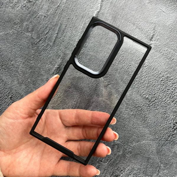 Чохол для Samsung Galaxy S24 Ultra з чорним бортиком та металевою обводкою по камері