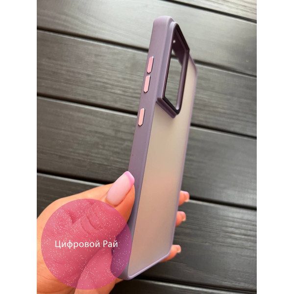 Чехол для Samsung Galaxy S21 Ultra из матового пластика серо-лавандовый