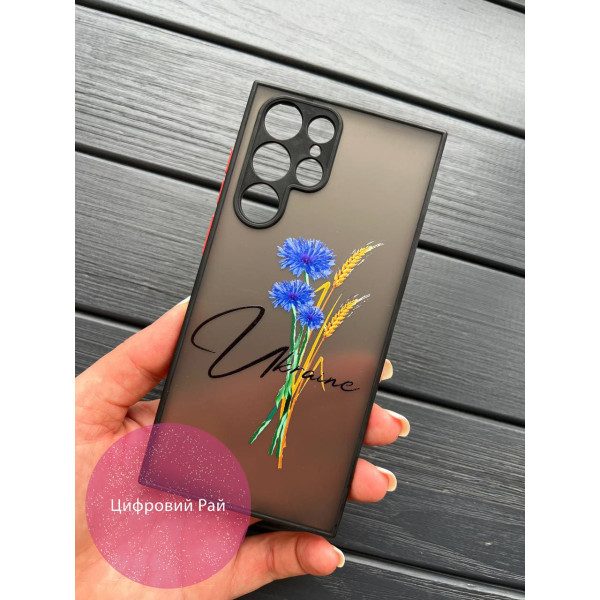 Чехол для Samsung Galaxy S22 Ultra патриотический с волошкой