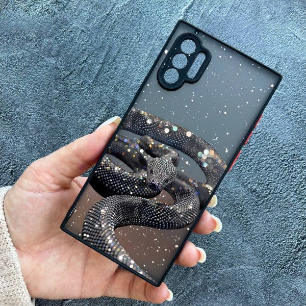 Чехол для Samsung Galaxy Note 10 Plus с защитой камеры со змеей с блестками