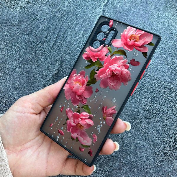 Чехол для Samsung Galaxy Note 10 Plus с защитой камеры с цветами и дождем