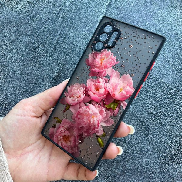 Чехол для Samsung Galaxy Note 10 Plus с защитой камеры с цветами и каплями