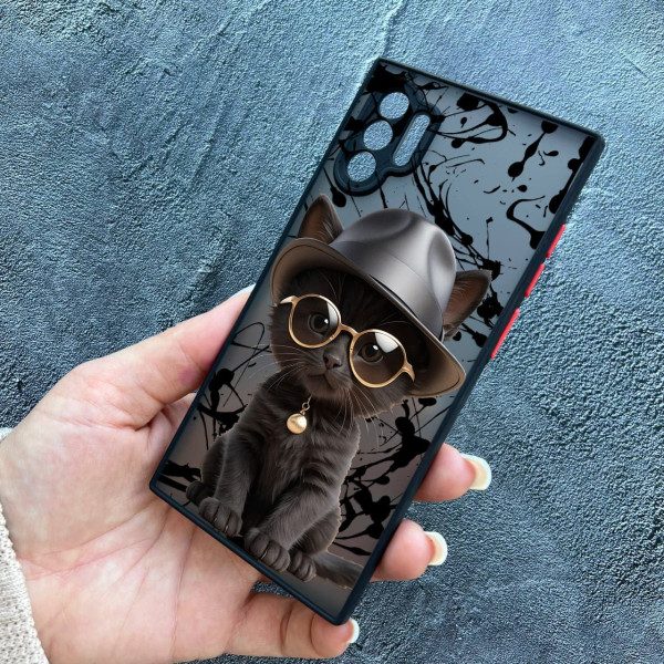 Чехол для Samsung Galaxy Note 10 Plus с защитой камеры с котом в шляпе
