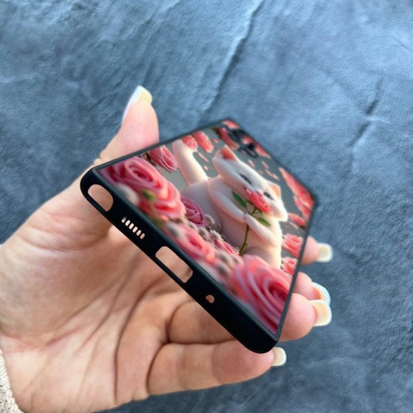 Чехол для Samsung Galaxy Note 10 Plus с защитой камеры с котом в цветах розах