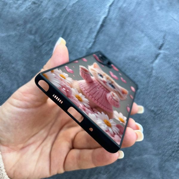 Чехол для Samsung Galaxy Note 10 Plus с защитой камеры с котом в цветах ромашки
