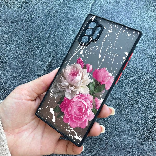 Чехол для Samsung Galaxy Note 10 Plus с защитой камеры с цветами пионы классические