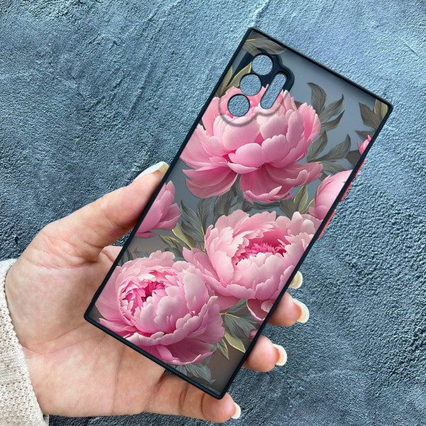 Чехол для Samsung Galaxy Note 10 Plus с защитой камеры с цветами пионами крупными